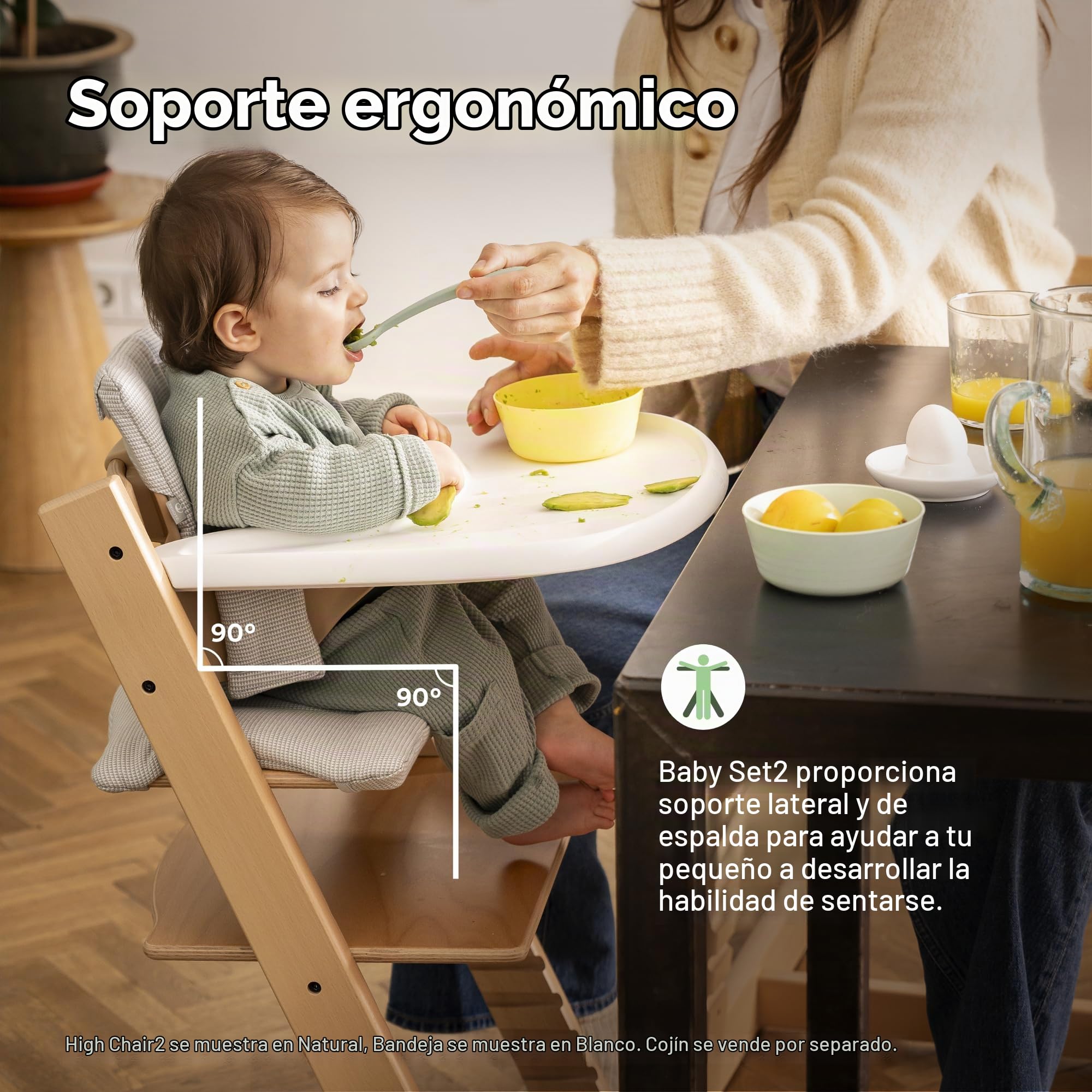 Trona Tripp Trapp de Stokke (Vanilla White) con Bandeja (Vanilla White) - Incluye Silla Tripp Trapp, Baby Set 2 para Niños de 6 a 36 Meses y Bandeja Stokke - Ajustable y Fácil de Limpiar