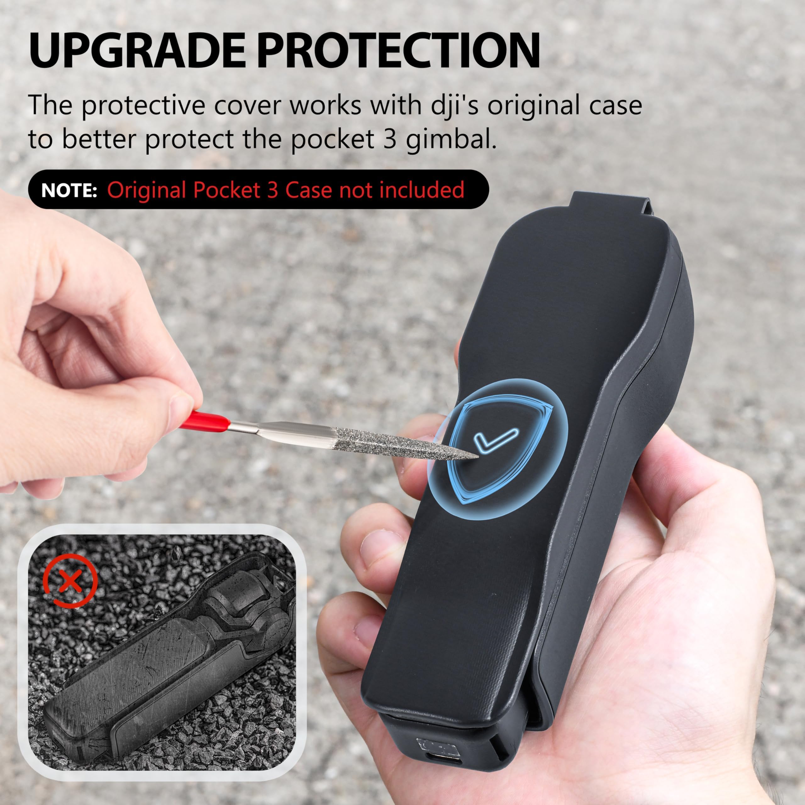 DJI Osmo Pocket 3 Screen Lens Protector Cover Case, 3 CPL/ND Filter Storage Slots, Protect Gimbal from Impacts, Compatible with DJI Osmo Pocket 3 (Black)