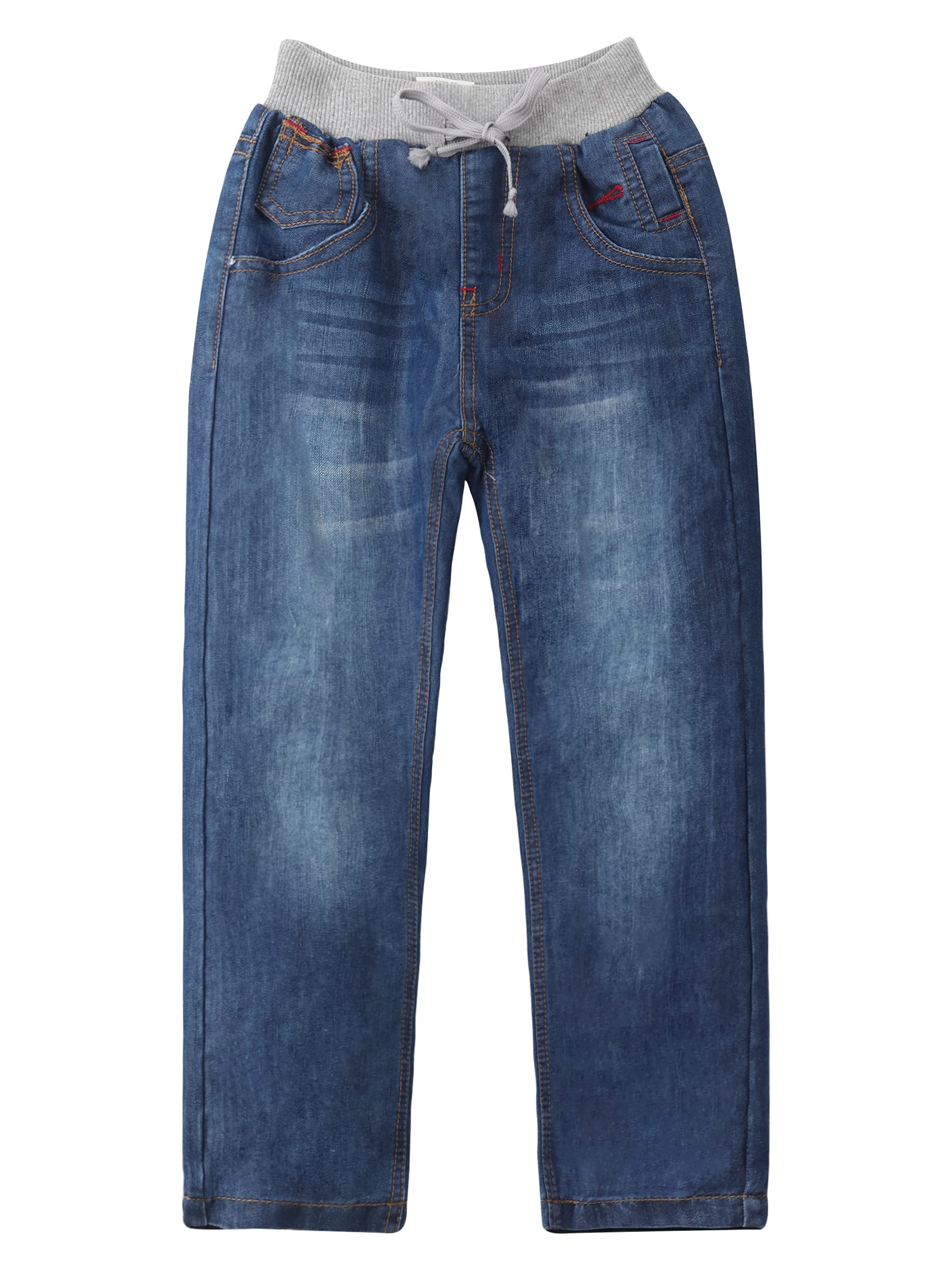 Bebè Bambine Bambini Ragazzi Ragazze Pantaloni di Cotone Denim Jeans vestibilità Regolare con Elastico in Vita in Maglia con Coulisse Taglia 92-128