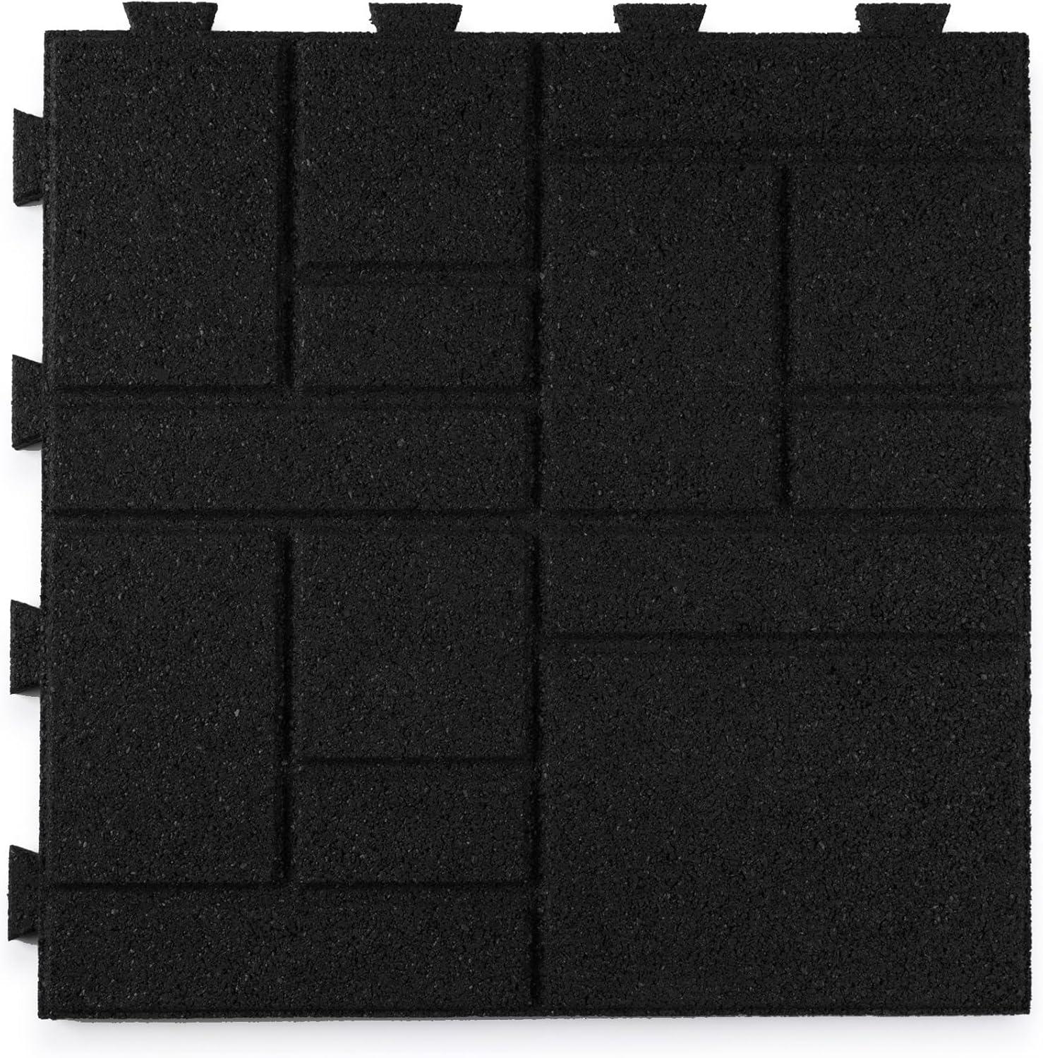 Playsafer Squarescape Rubber Interlocking Tile for Outdoor and Indoor Use | 16" X 16" | Easy Installation (Black, 4 Tiles)