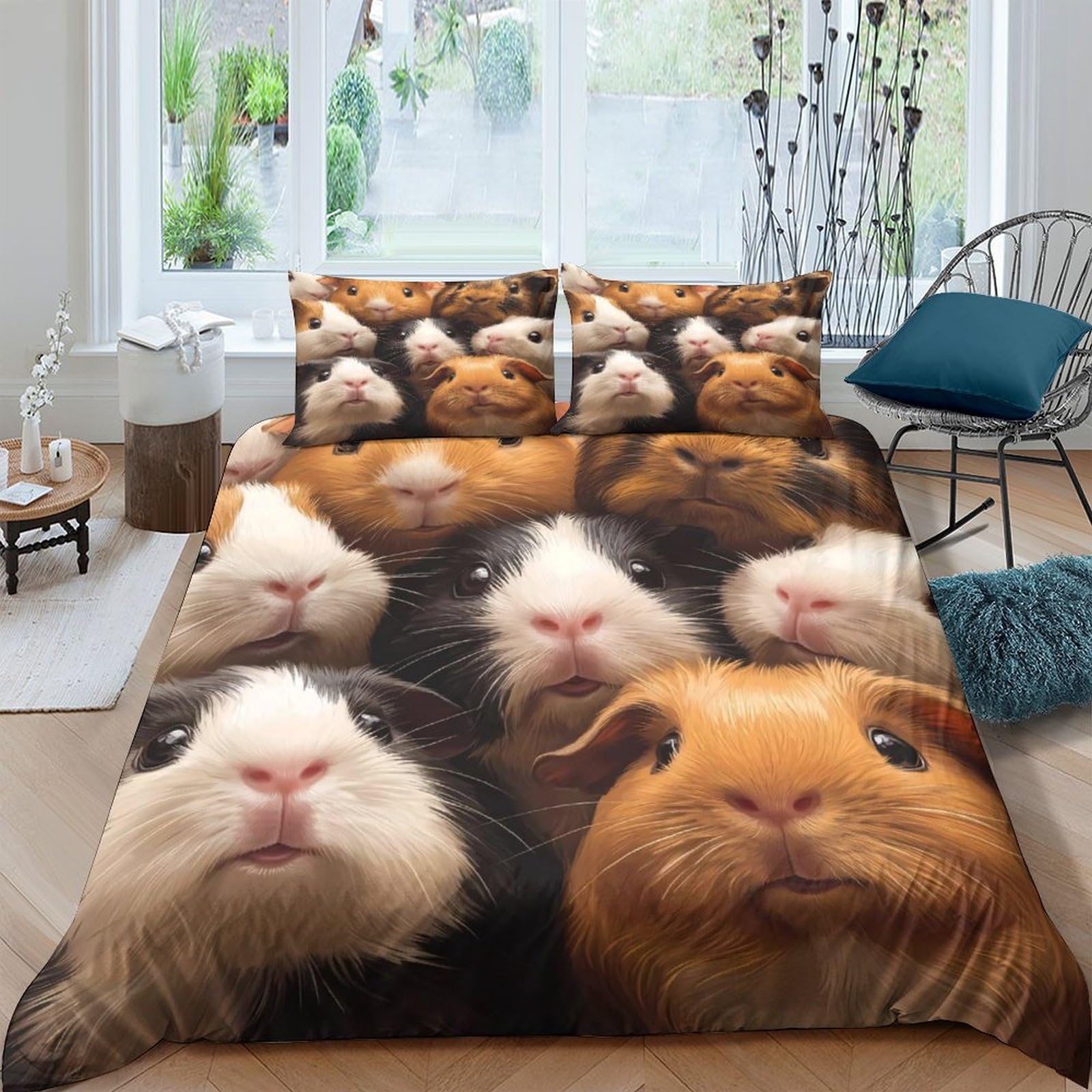 Ctjqhvkz Style-9 3D Printed Guinea Pig Fitted Sheet Microfiber Soft Animal Pattern Bed Cover For Bedroom Dorm Guest Room Mattress Protection Single（135X200cm）