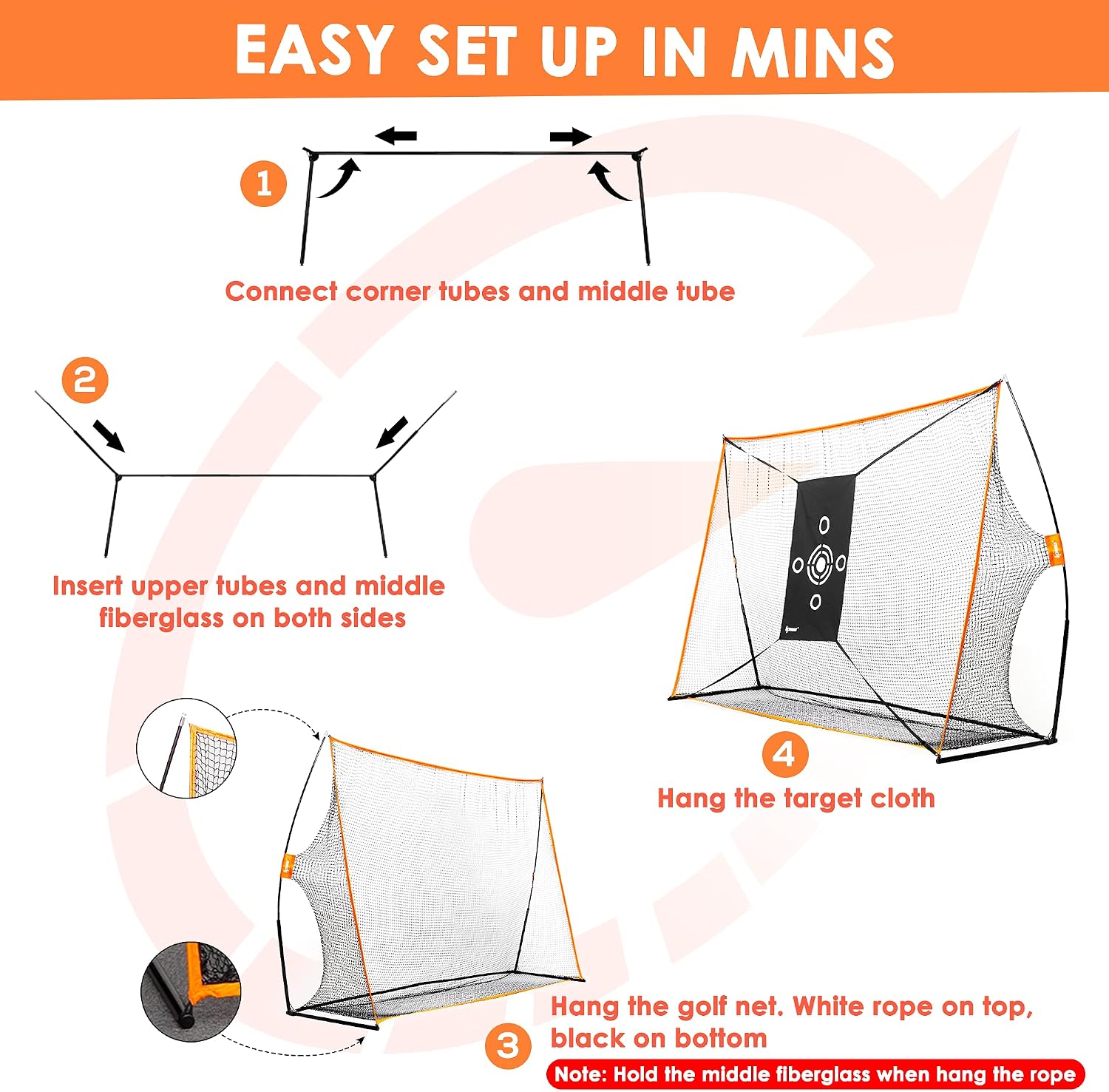 IPOW Golf Practice Net, 10x7ft Golf Hitting Training Aids Nets with Target and Carry Bag for Backyard Driving Chipping - Men Kids Indoor Outdoor Sports Game