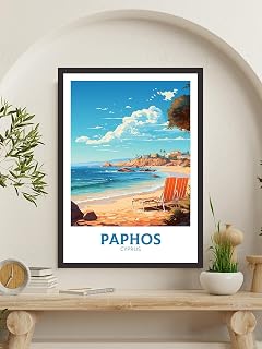 Paphos Travel Print | Paphos Poster| Paphos Wall Art | Paphos travel Poster | Cyprus Illustration | Paphos Cyprus Home Decor | ID 503