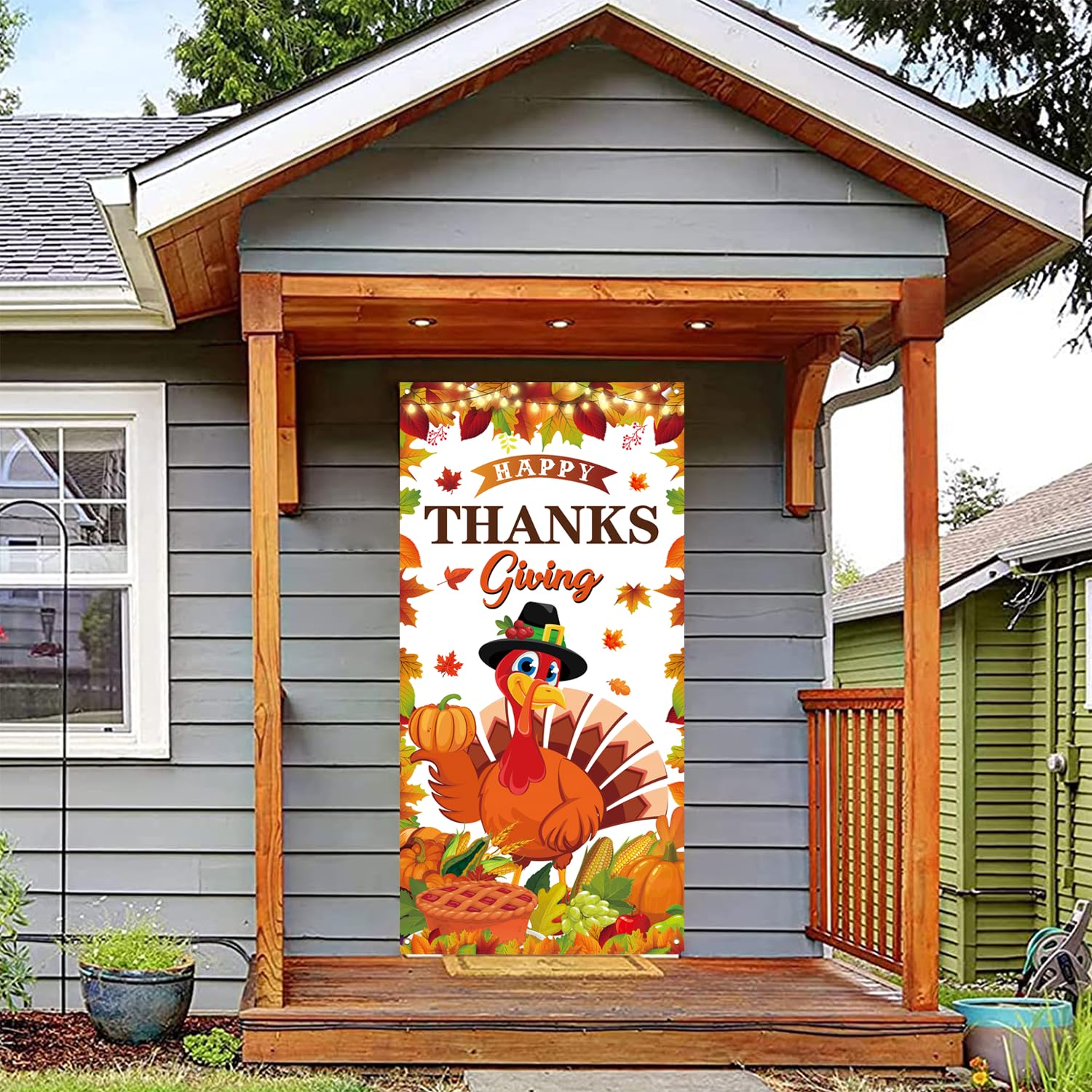 Avezano 'Happy Fall Y'all' Front Door Banner - 71"x35" Autumn Scarecrow Pumpkin Decor For Thanksgiving