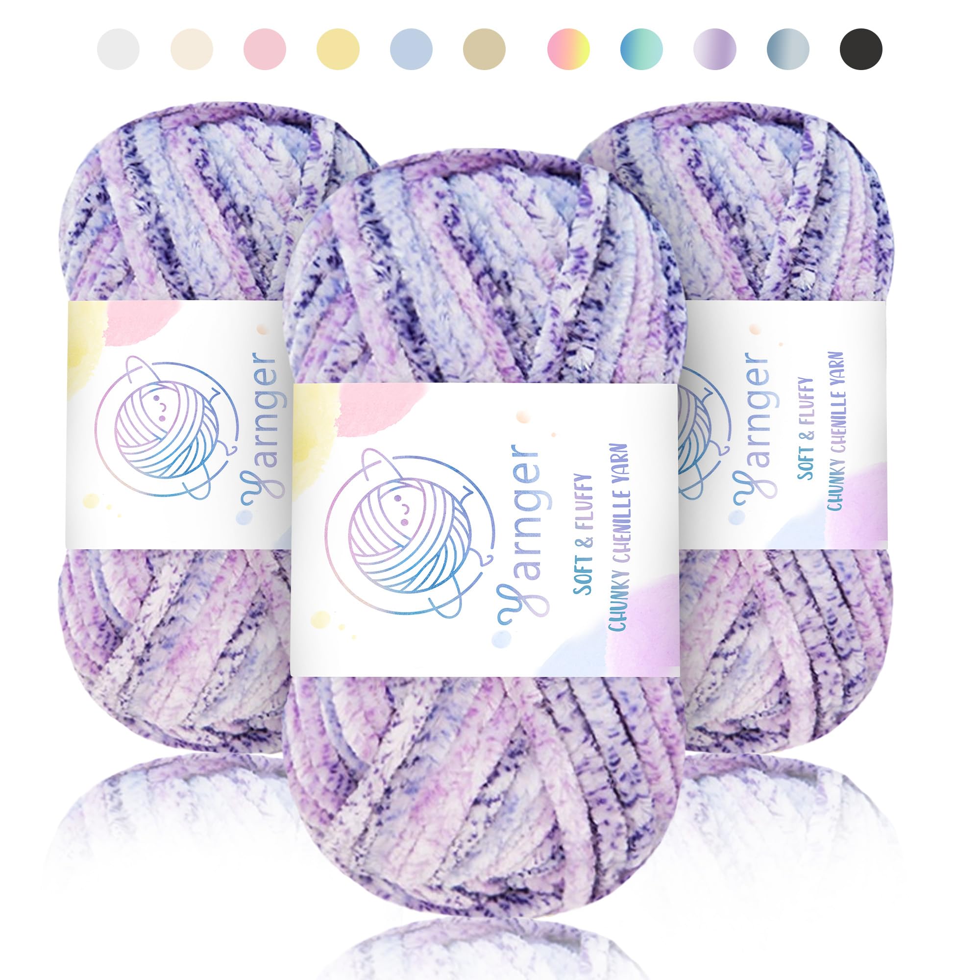 Yarnger Chenille Yarn 300g Plush Chunky Velvet Yarn for Knitting & Crochet