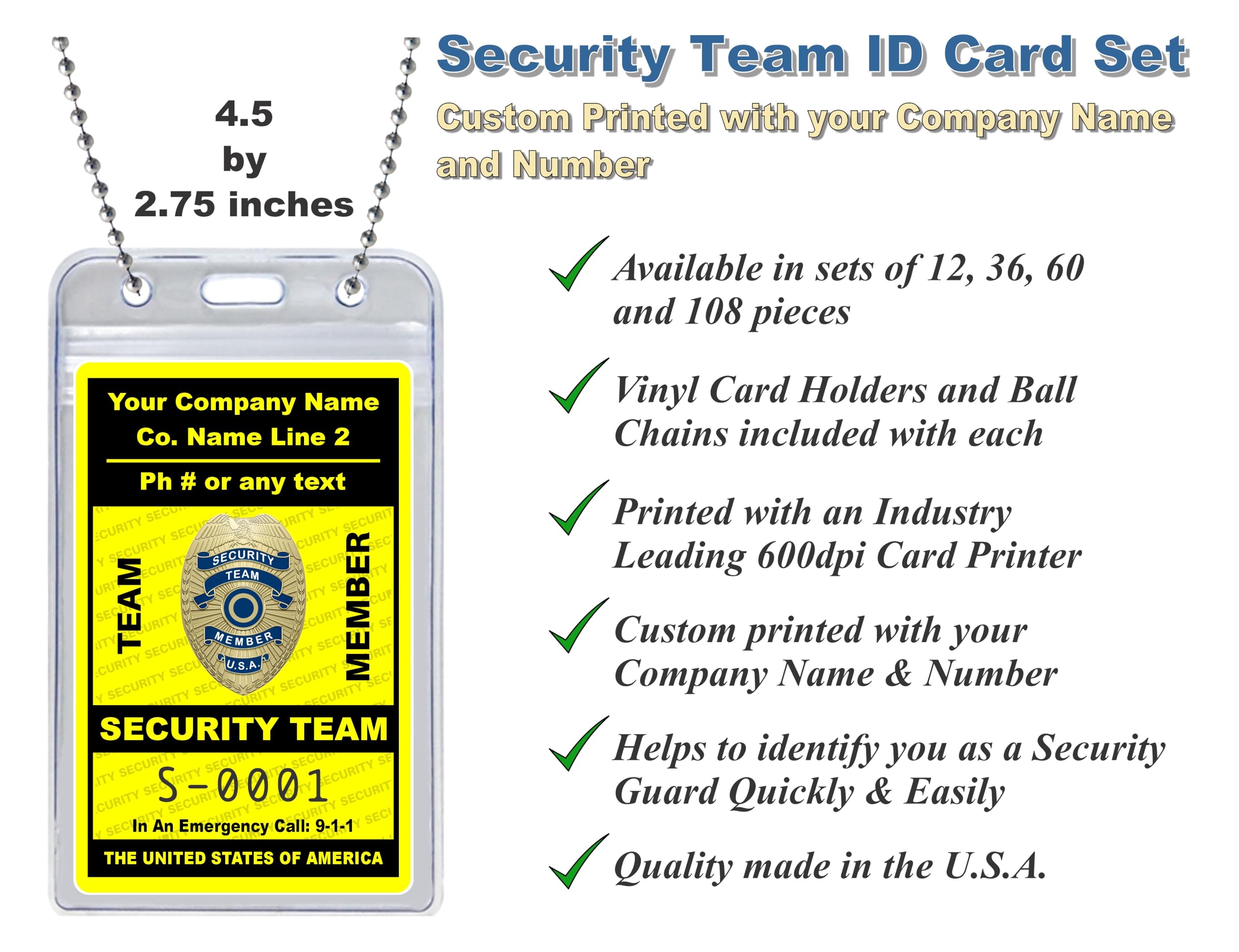 Amazon.com : Security Guard Team ID Card/Badge Set - (Custom