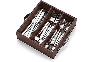 Oneida Mooncrest Metallic Flatware Set with Caddy