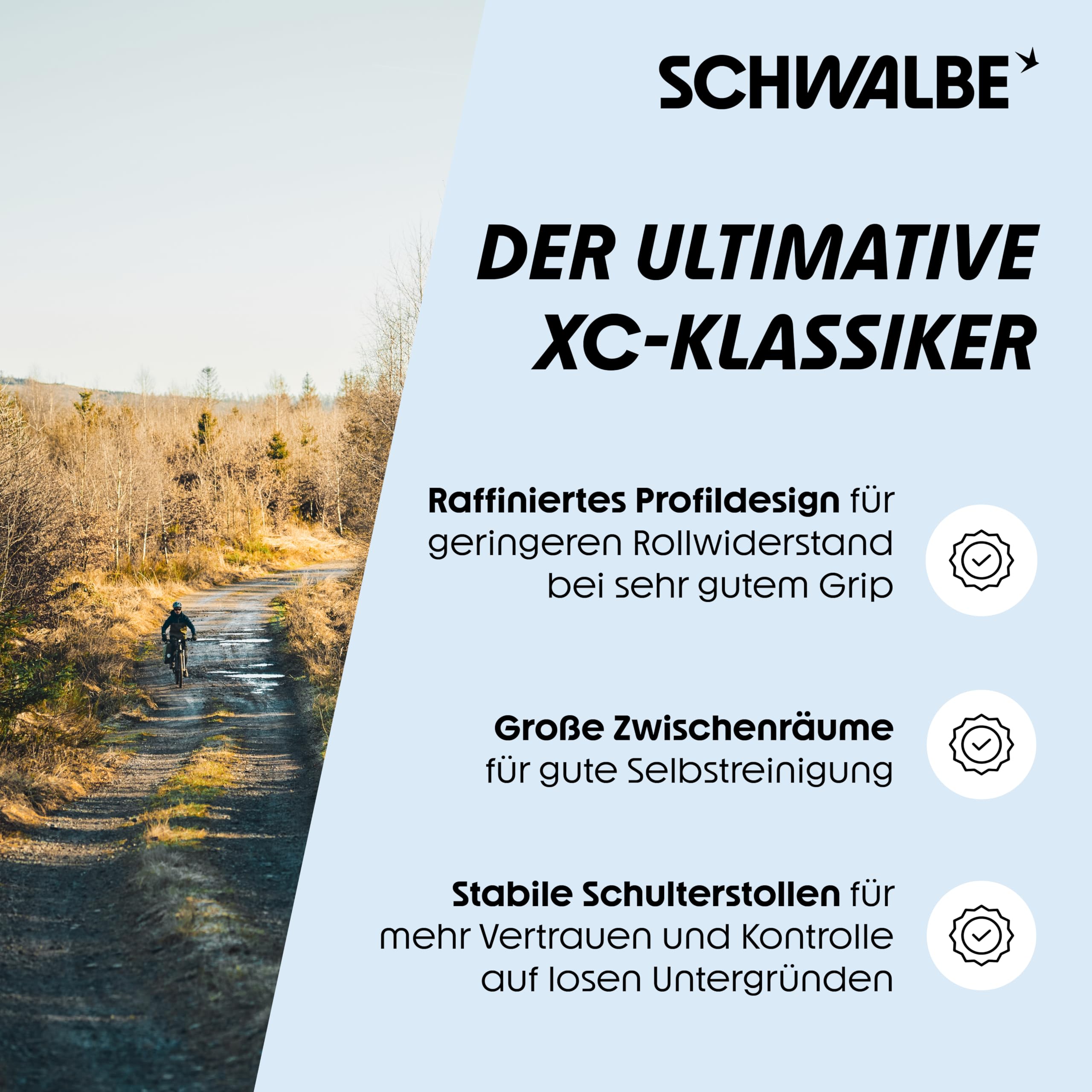 Schwalbe Fahrradreifen Rocket Ron – MTB Reifen 16 bis 29 Zoll – Tubeless Easy, für Cross-Country und Marathon Reifen – ADDIX Compound – vereint Speed und Kurvengrip
