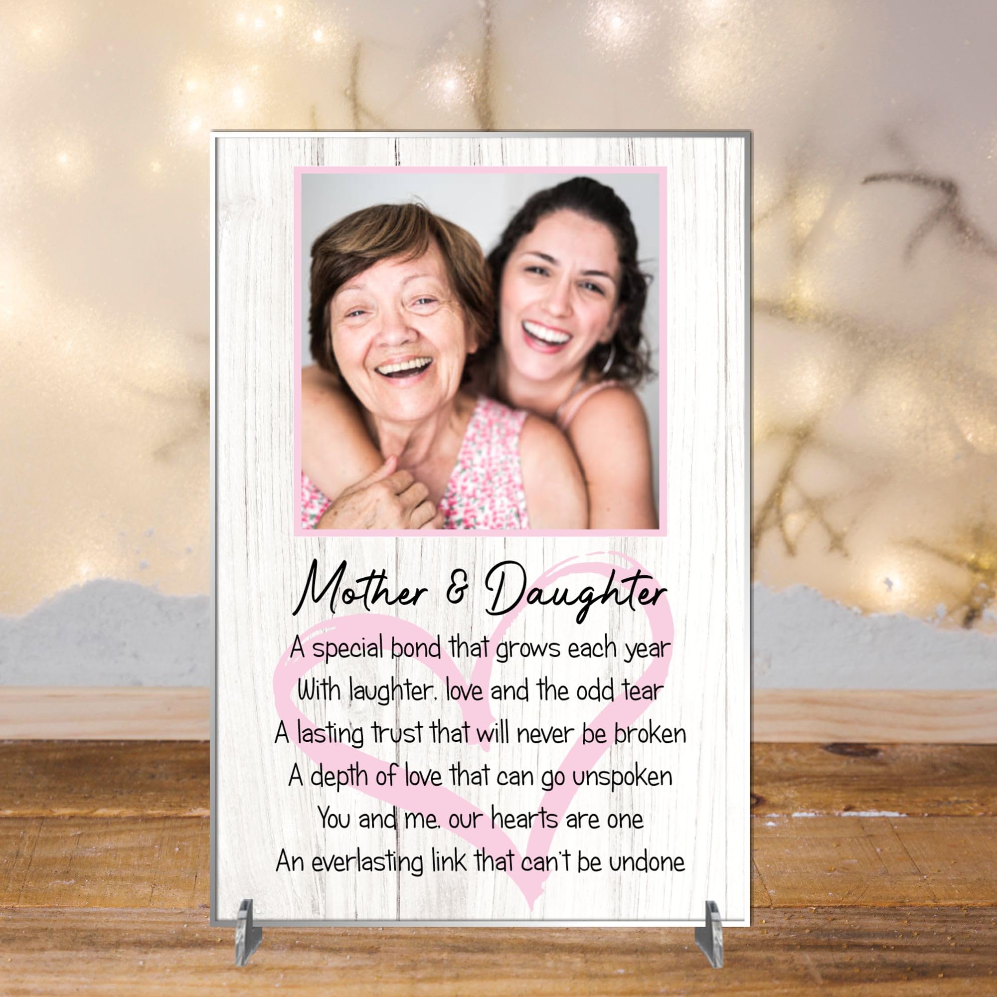 Personalised Mother & Daughter Photo Plaque – Heartfelt Gift with Poetic Bonding Quote, Celebrating Eternal Love and Unbreakable Trust (Acrylic Indoor & Outdoor Use, A4 30cm x 21cm)