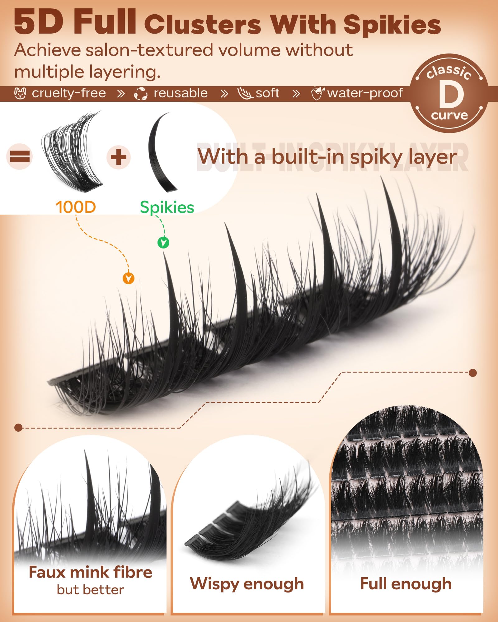 Manga Lash Clusters With Spikes Wispy Cluster Lashes Fluffy Individual Eyelashes Anime Eyelash Clusters Reusable Fairy Eyelash Extensions Lashes Individual Cluster (D Curve 12-18mm 204pcs) - Image 3