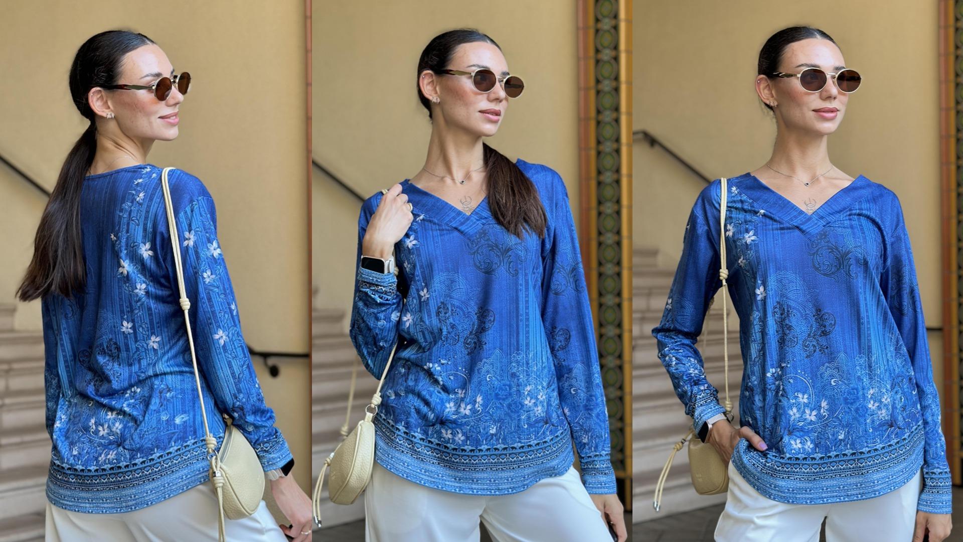 Zeagoo Womens Tops Long Sleeve Fall Shirts V Neck Boho Floral