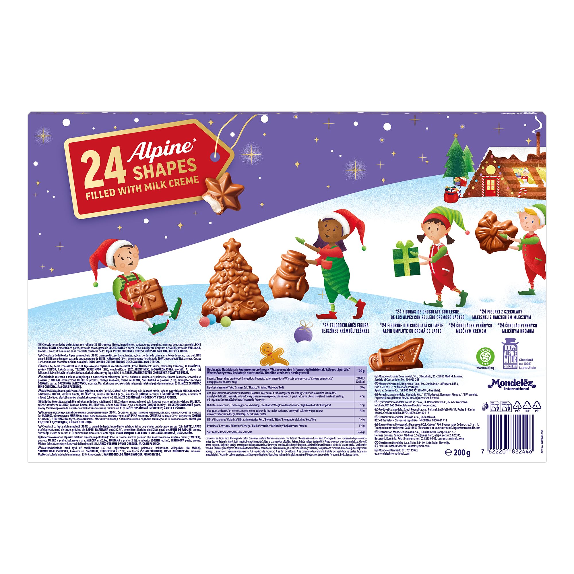 Milka Calendario de Adviento Chocolate con Leche de los Alpes, Edición Especial Navidad-200 g