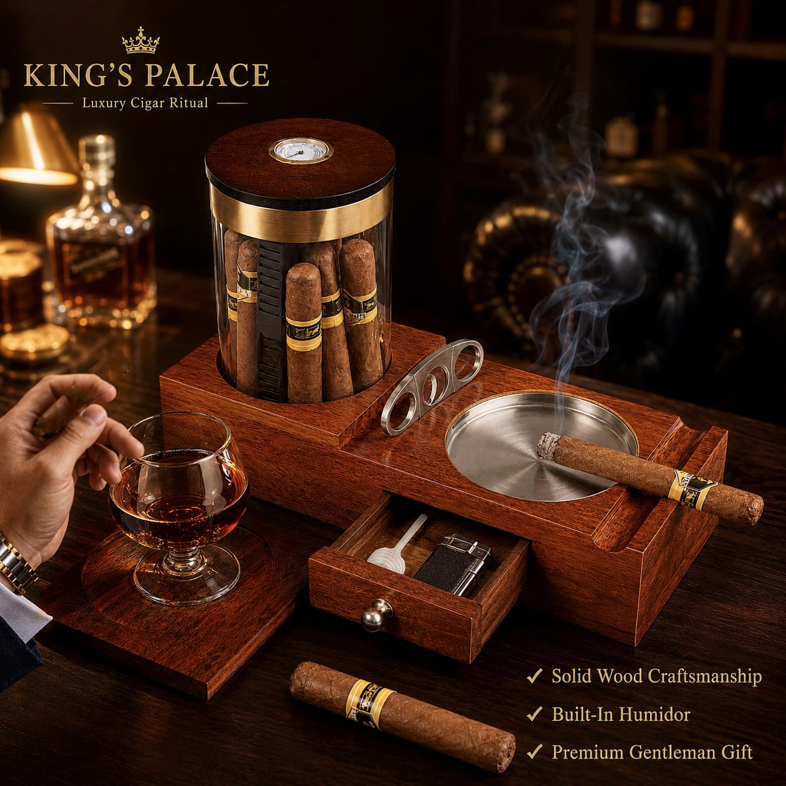Amazon.co.jp: KING'S PALACE シガーヒュミドールセット 葉巻20本用