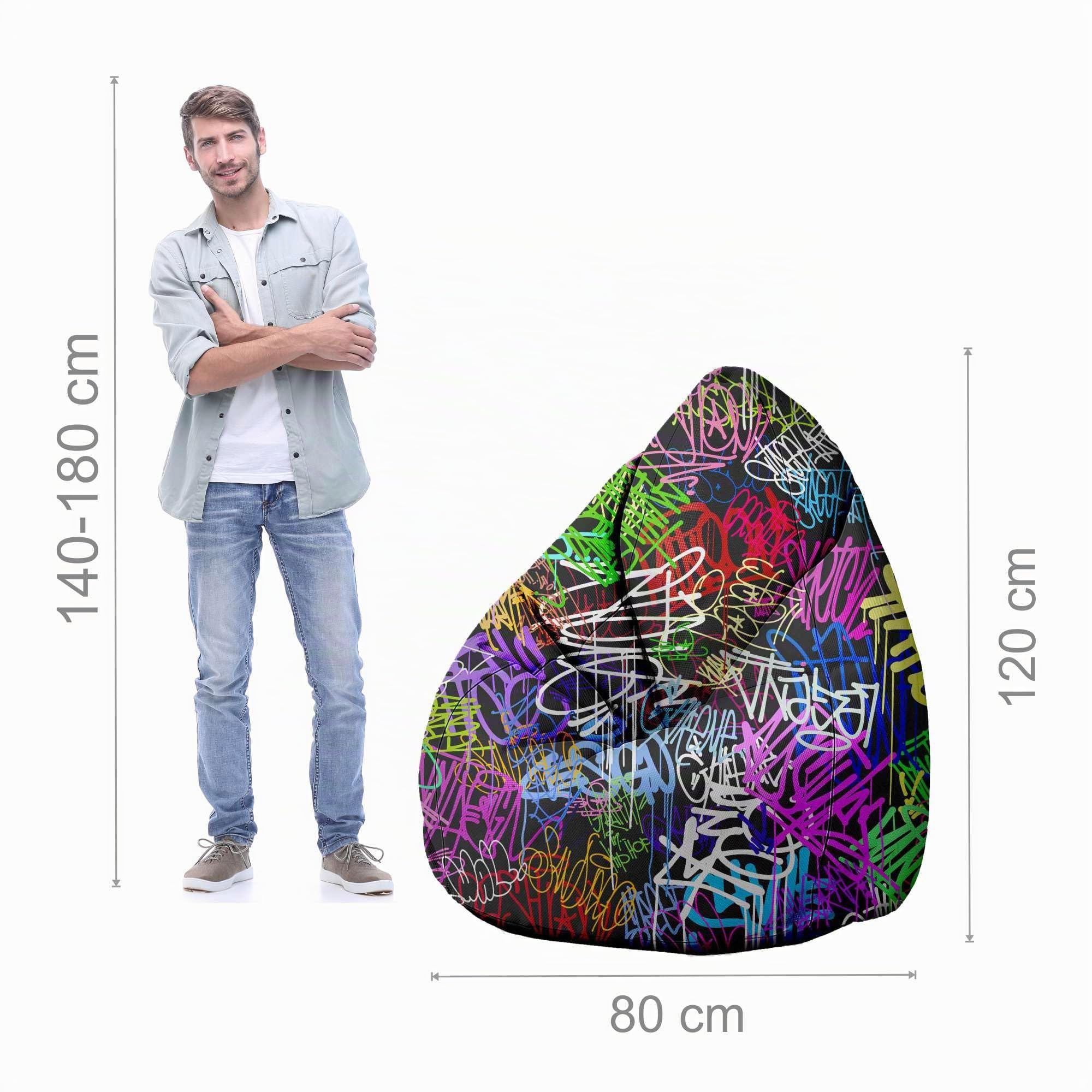 DreamRoots Pouf per adulti con imbottitura, 80x80x120 cm, tessuto Oxford 220 g/m2, impermeabile, con schienale e sgabello, cuscino per il pavimento, Chill Sack