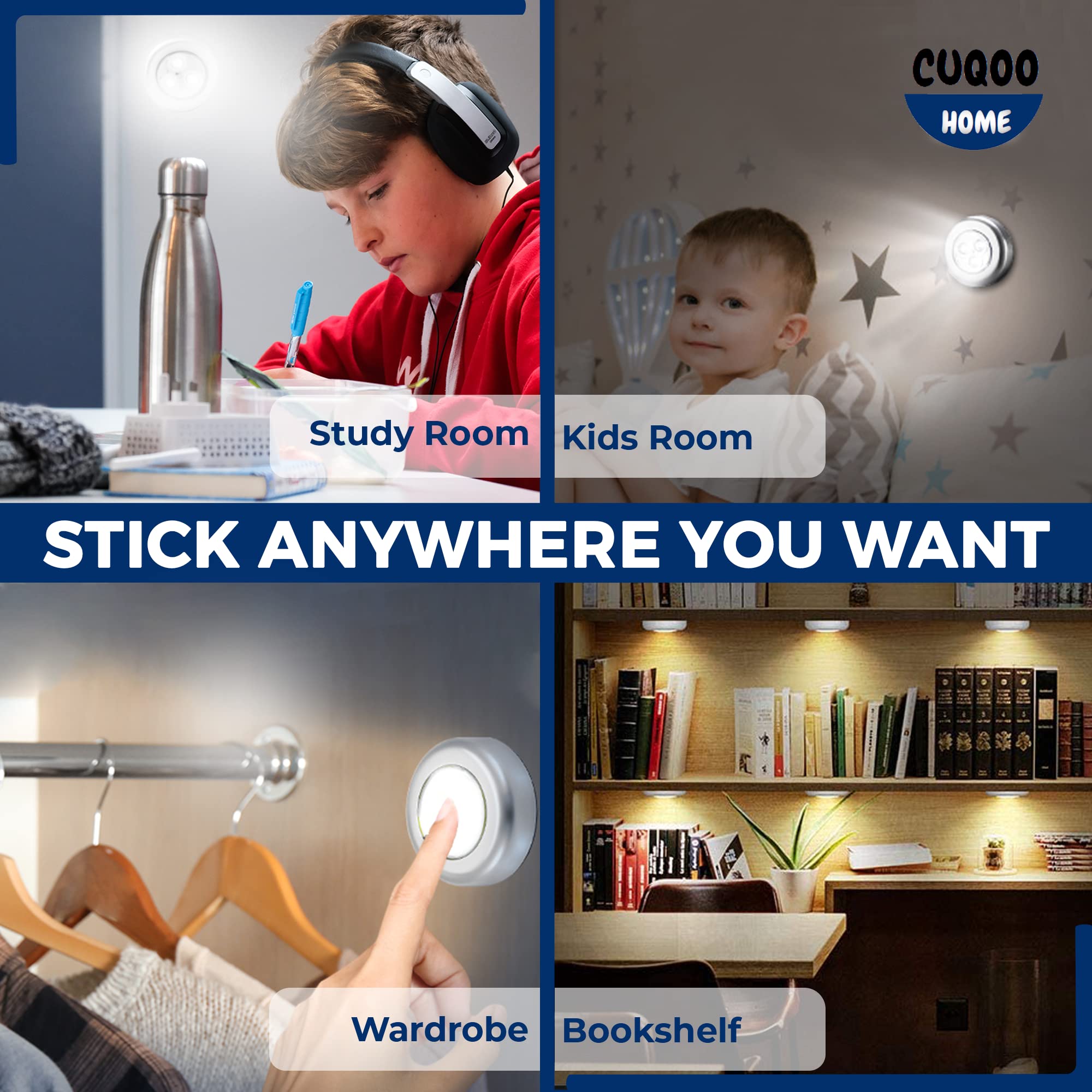 Buy CUQOO Touch Activated LED Push Lights 3 Pack Wireless Smart Stick