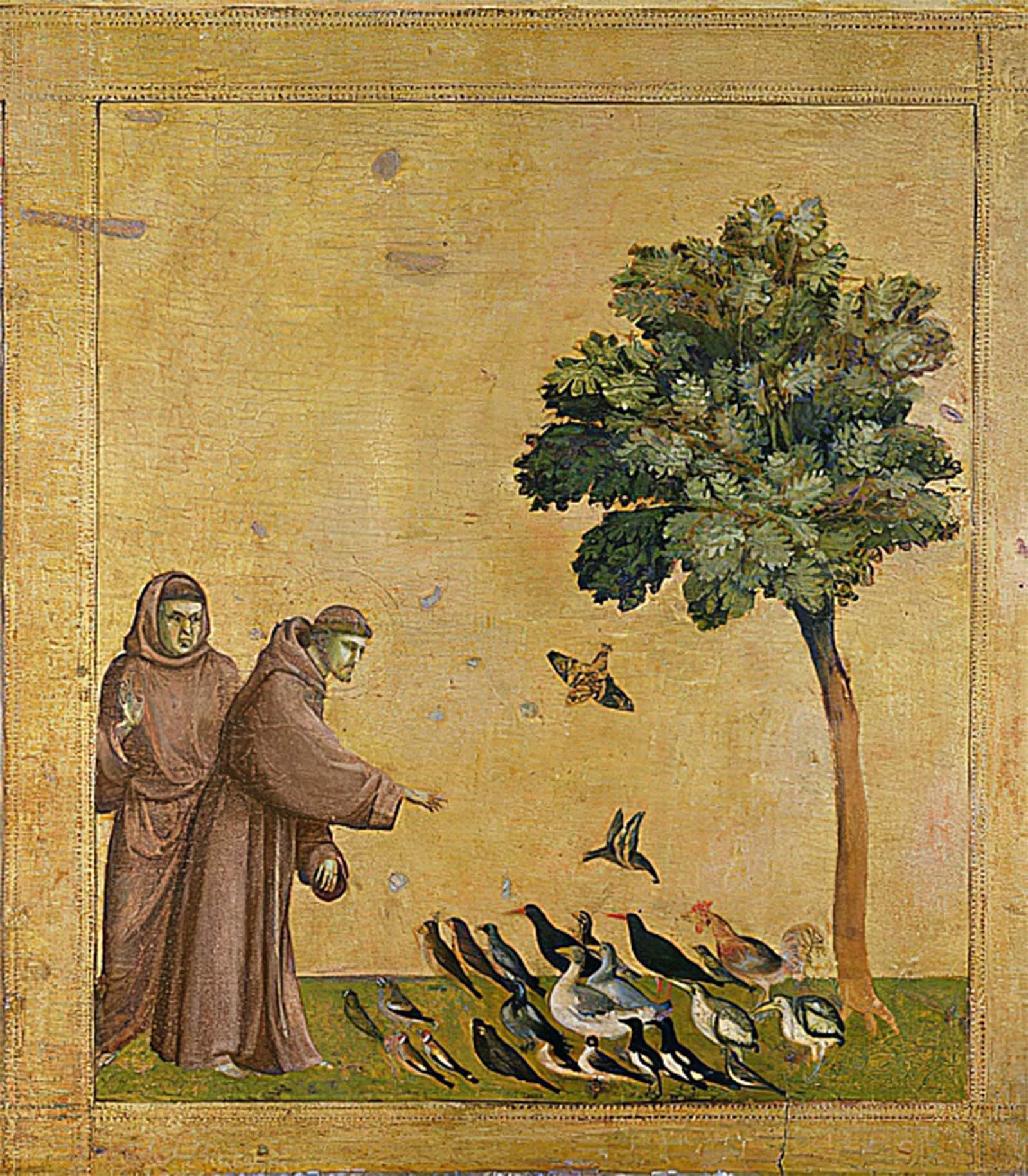 ARTXLXXBN Famous Painting Art Wall Decor Abstract Art Picture Saint Preaches to the Birds by Giotto Di Bondone Animal Pictures for Home Decor 60x90cm