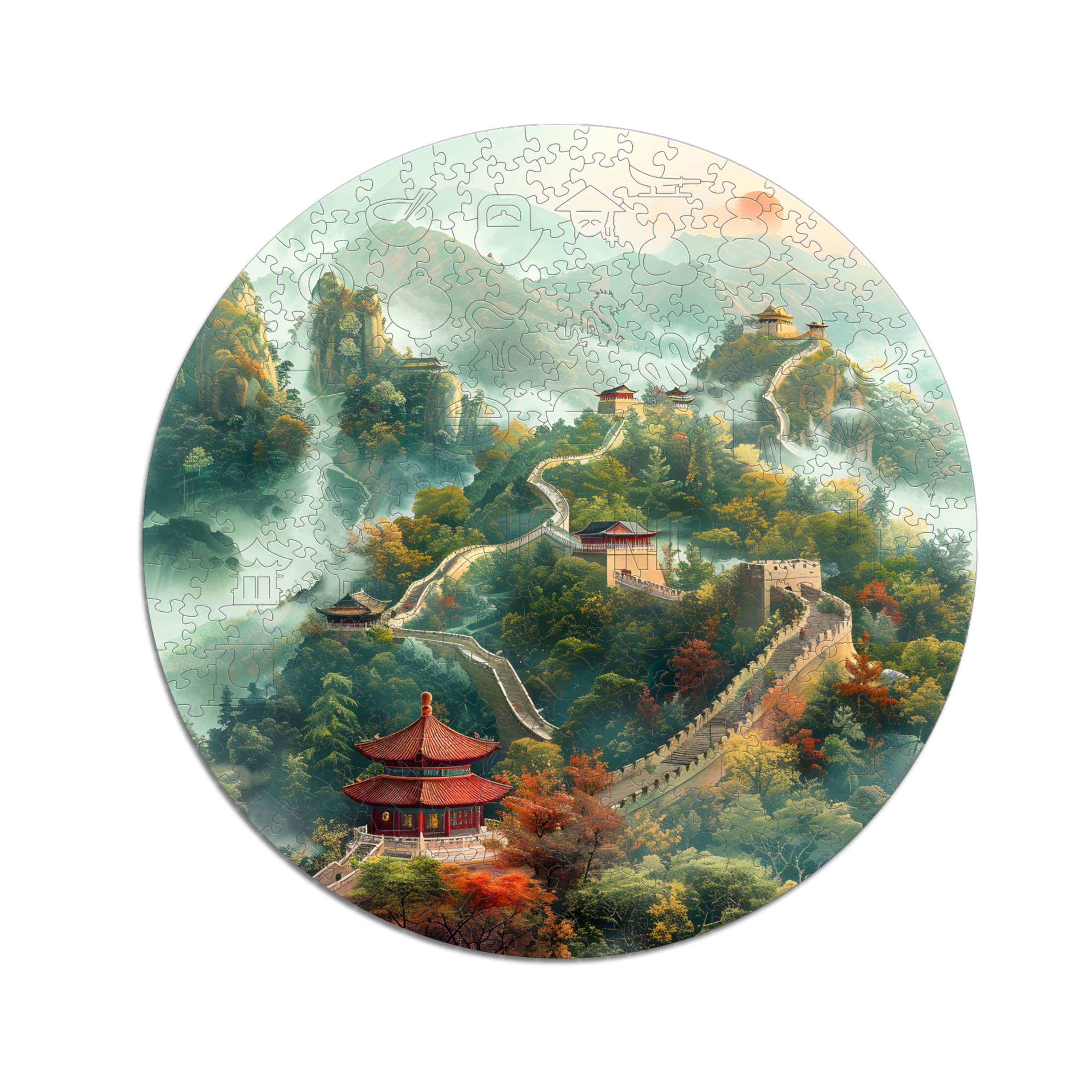 Iconic Puzzles - Chinese Wall, 100% nachhaltiges Holzpuzzle, Geschenke für Kinder und Erwachsene, Größe L, 600 Teile