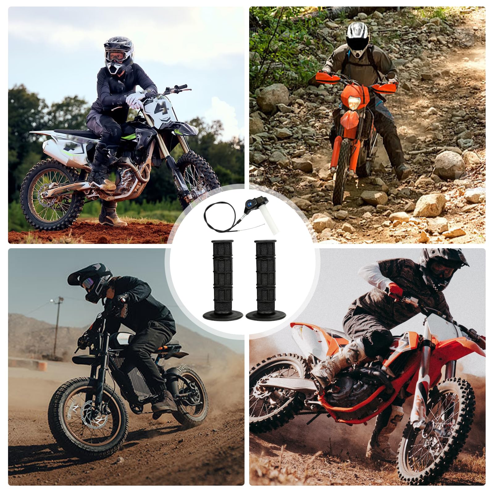Manopole Dell'acceleratore: Impugnatura per Gas Rapido, Manopole Del Manubrio, Con Cavo Dell'acceleratore, Compatibile Con Moto Da Cross, Pitbike, Quad E Atv 50cc-250cc (Nero)