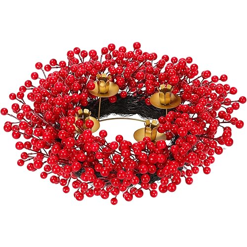 KuiMen Christmas Wreath, Christmas Advent Wreaths, Wreaths for Front Door, Used for Christmas, Farmhouse or Room Indoors,Outdoors, corridors, Offices (red)