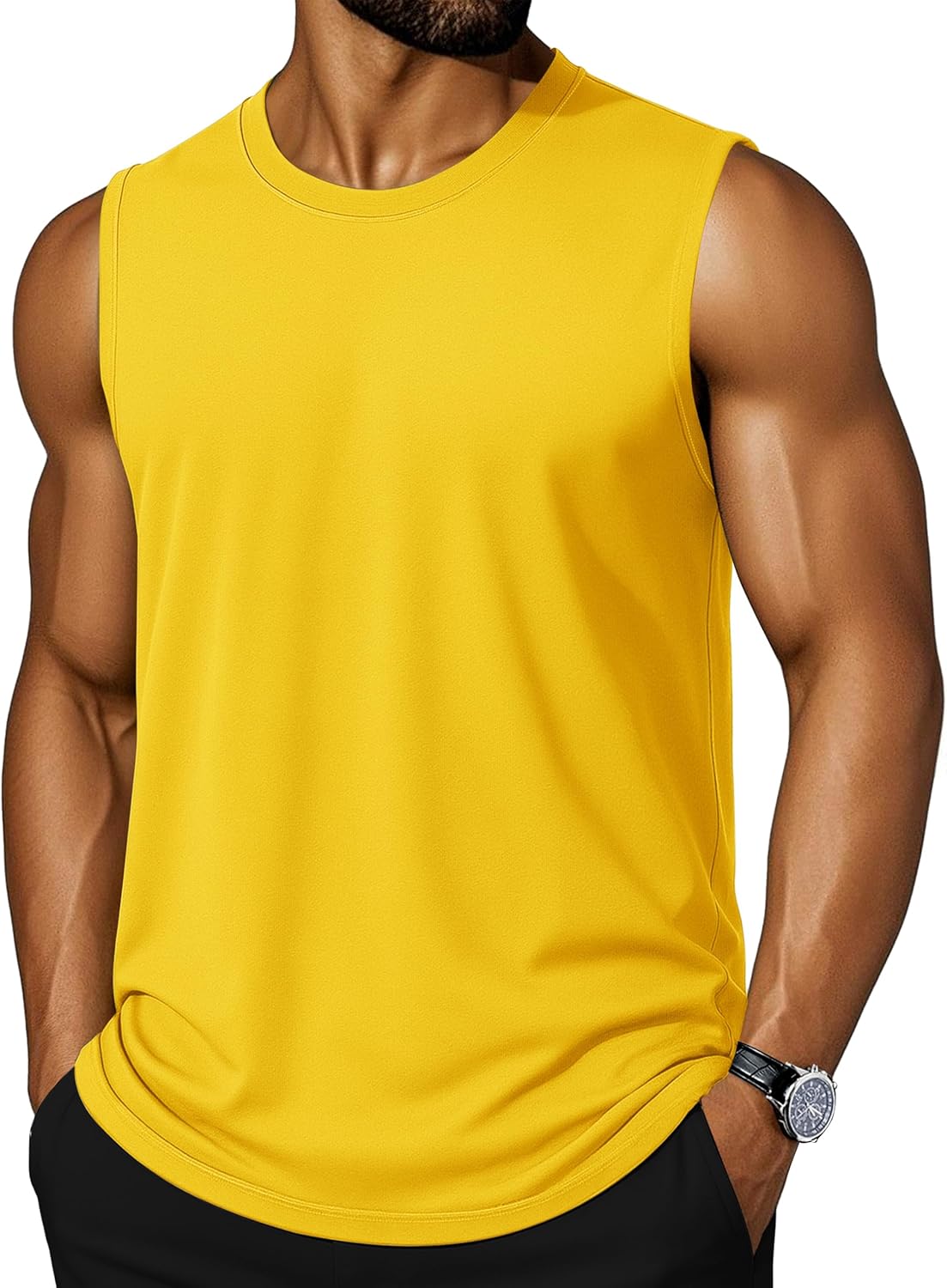 Cotrasen Men's Tank Top UPF 50+ Cotton Sleeveless Shirt Lightweight Casual Gym Workout Shirts Cooling Muscle Tee Shirt
