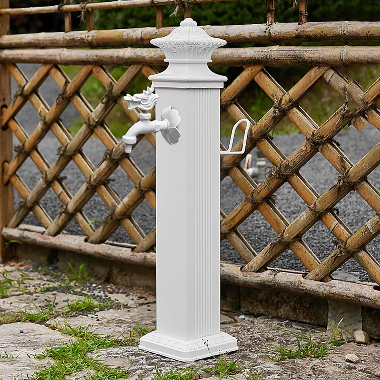 Freeze-Proof Vertical Garden Water Column with Lockable Faucet - Freestanding Hose Stand & Spigot, 112cm Tall, Perfect for Efficient Outdoor Watering & Garden Maintenance