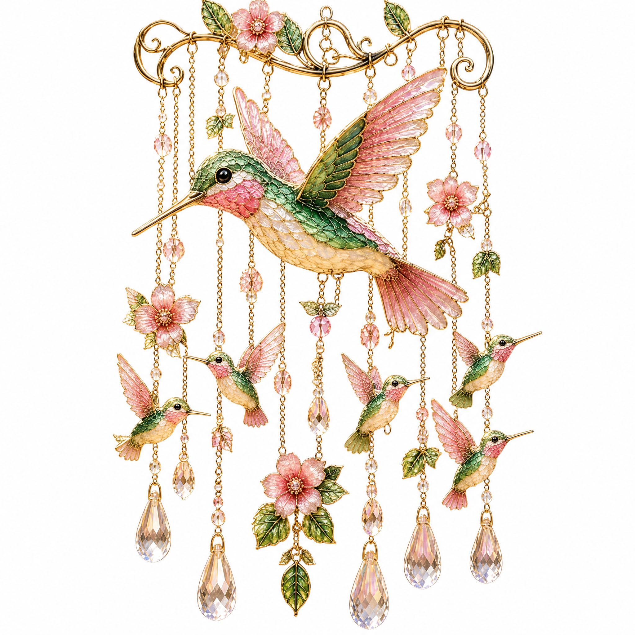hummingbird wind chimes/hummingbird wind chime/glass wind chime/glass wind chimes decorative/crystal (Style F)