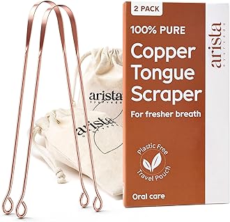Arista Tongue Scraper 2 Pack, Tongue Cleaners, Copper Tongue Scraper, Ayurveda Products, Bad Breath Treatment for Adults, Copper Tongue Scrapers for Adults, Metal Tongue Scraper