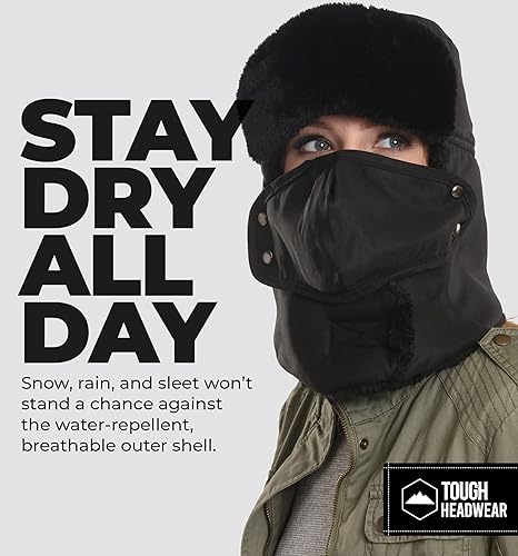 Miniatura 5 de Tough Headwear Russian Trapper Hat – Water-Resistant Ushanka for Men & Women with Chin Strap & Ear Flaps