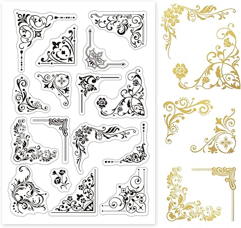 GLOBLELAND Iron Orchid Corner Clear Stamps Lily of The Valley Flower Silicone Stamp Rose Lily Transparent Stamp for Card Making Decoration and DIY Scrapbooking
