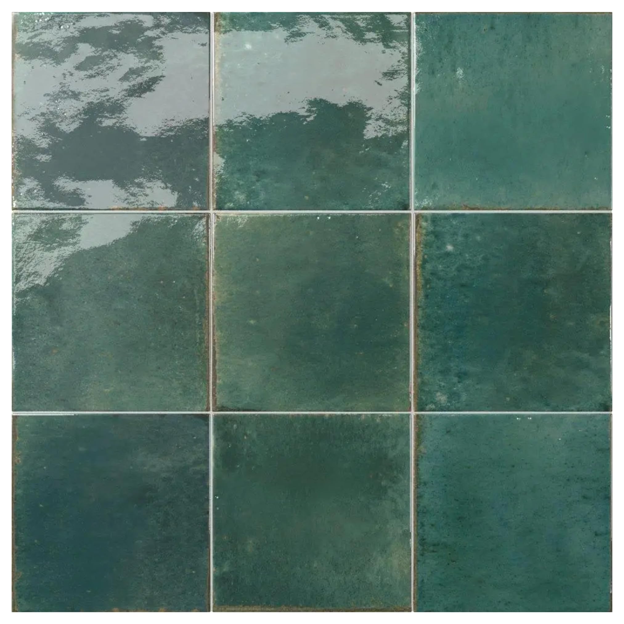 Orleans Glazed 6x6 Square Craftsman Porcelain Flooring Wall Tiles Kitchen Backsplash Pool Tiles for Bathroom Walls Accent Walls Fireplace Perimeter (Green, Box of 44 (10.27 sq ft)