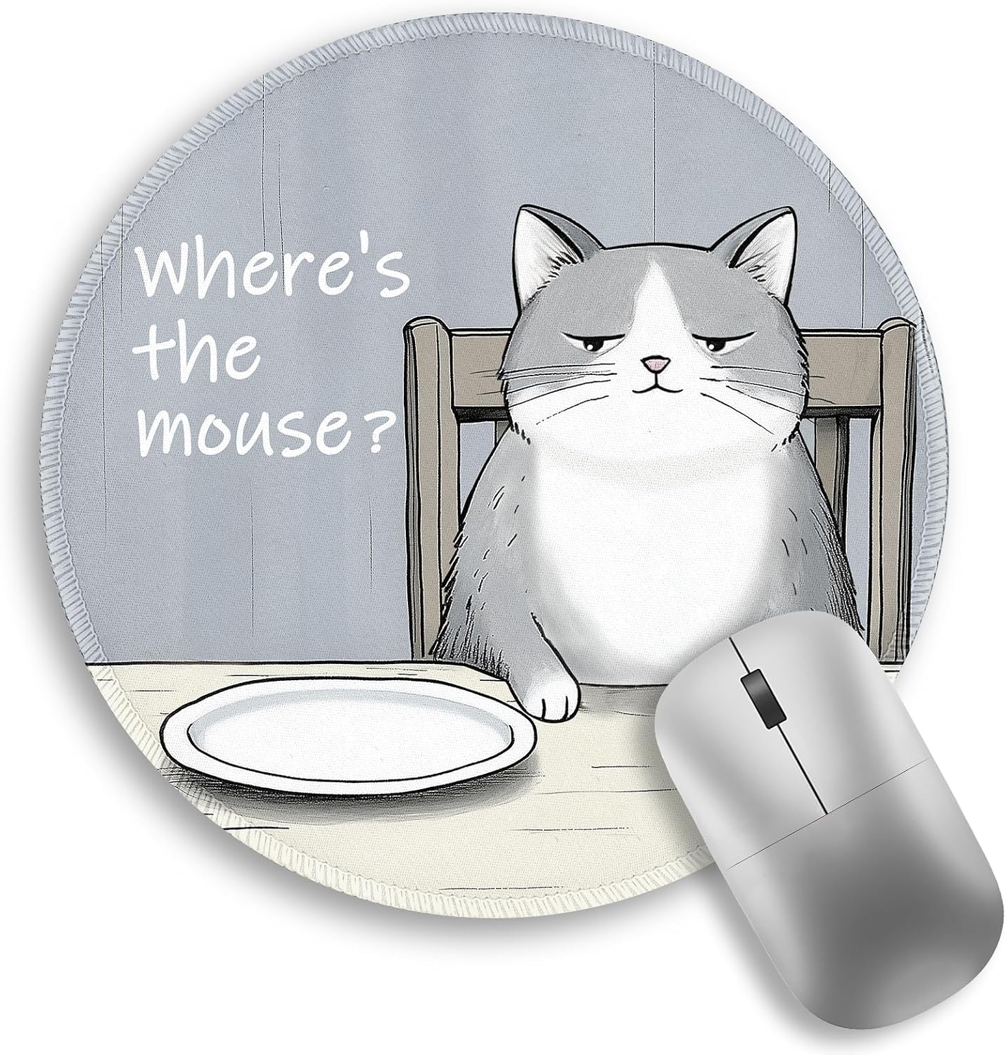 Funny Work Mouse Pad, Small Round Mousepad for Desk, Laptop