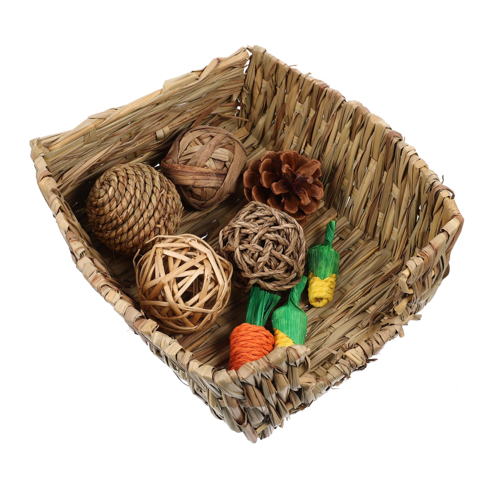 WOONEKY 1juego Juguetes para Conejos y Roedores Cama De Natural y Zanahorias para Hámsters y Chinchillas