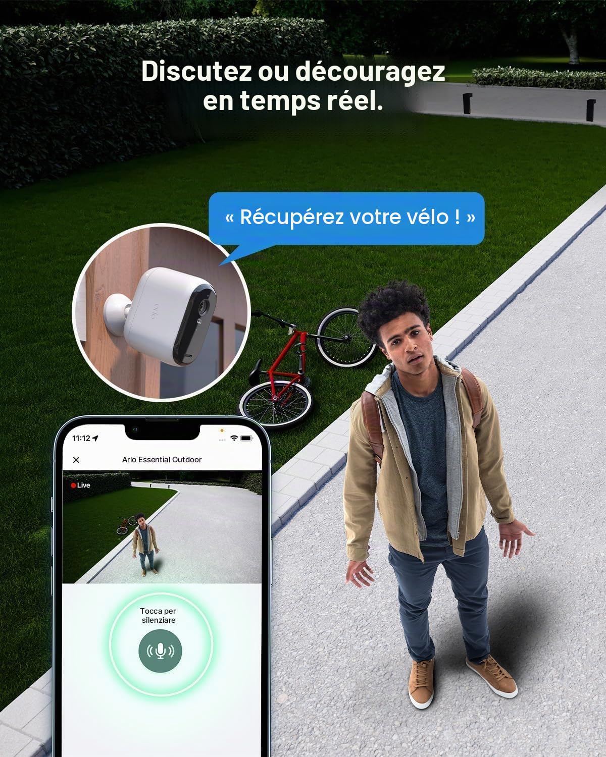 Arlo Essential 3 2K et Panneau Solaire, Caméra de Surveillance WiFi Extérieure sans Fil, Détection par IA, Audio bidirectionnel, Compatible avec Alexa, Essai Secure Inclus, 1 Caméra