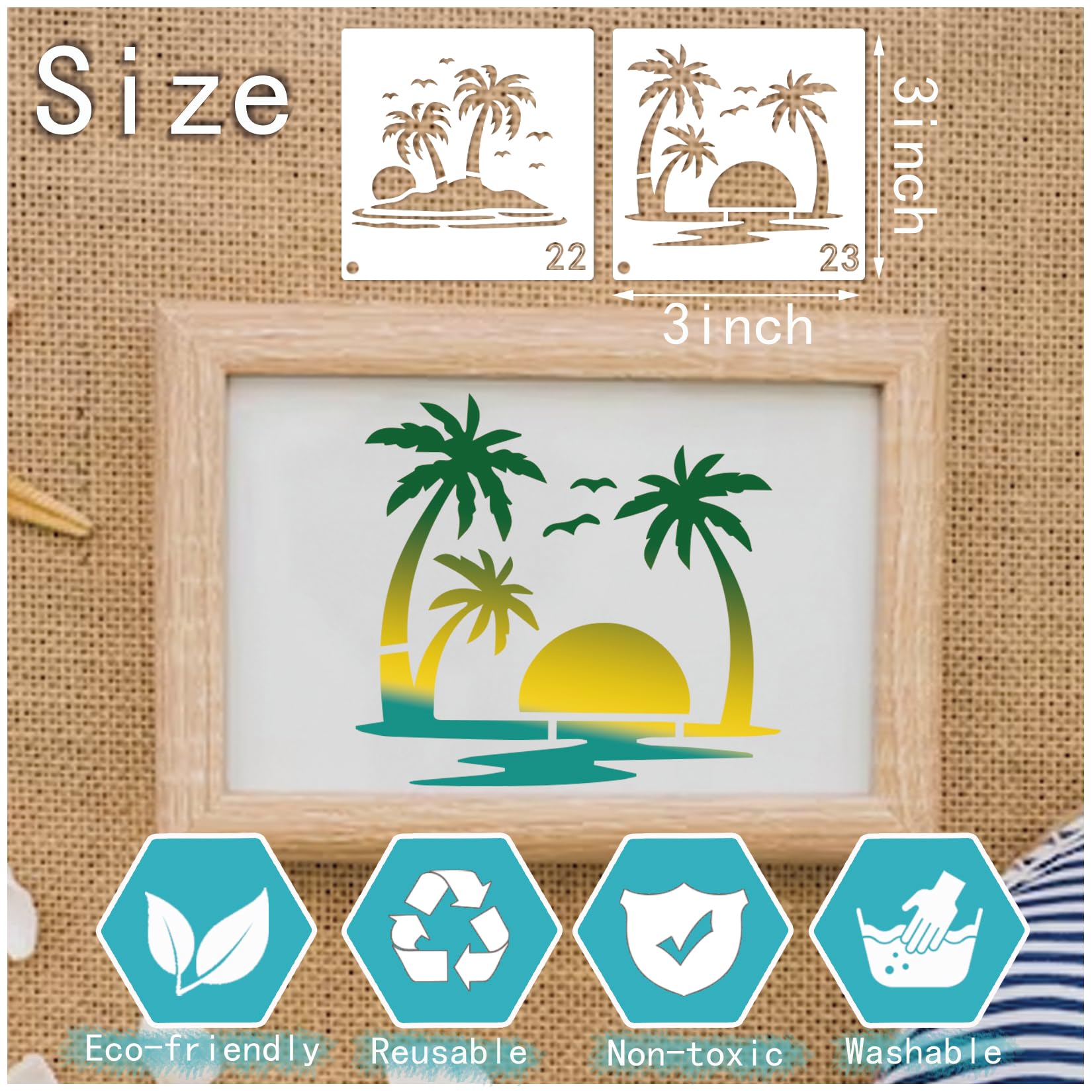 Amazon.co.jp: ヤシの木のステンシル 45個 木の絵画用 夏の