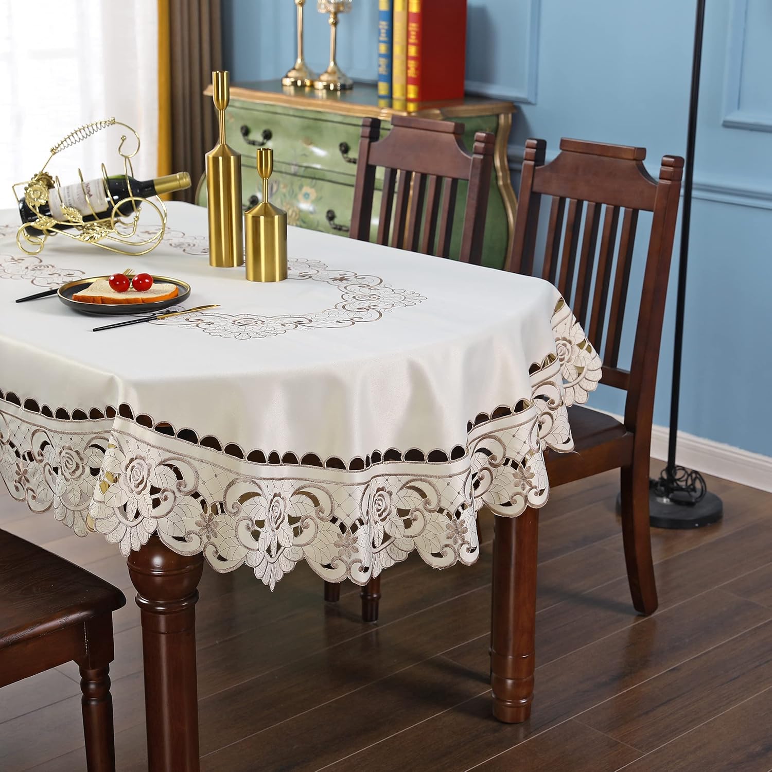 Wolkemer Elegant Jacquard Floral Large Oval Tablecloth Gray