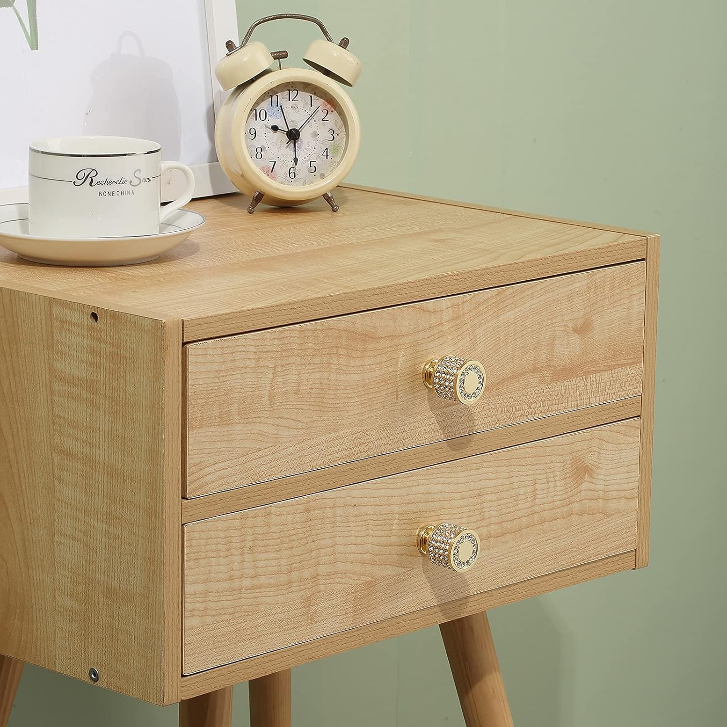 Gold Cabinet Knobs, 4 Pack Drawer Dresser Knobs, with Sparkle Bling Crystal Diamond Rhinestone, for Kitchen Bathroom Bedroom, Zinc Alloy, Polished Cabinet Hardware