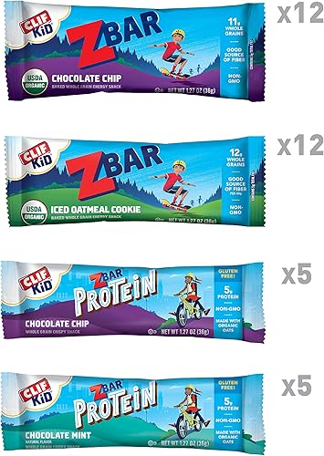 Vista 2 de Clif Kid Zbar Protein Barras de granola orgánicas sin OMG aperitivo para lonchera variado barras de 127 onzas 34