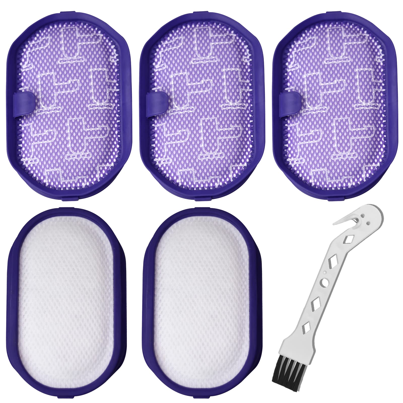 Enermall5Pack DC30 DC31 Replacement Filters for DC34, DC35, DC44 Digital Slim Vacuum Tools Pre-Filter Part # 917066-02 (5 Pre Filter & 1 Brush)