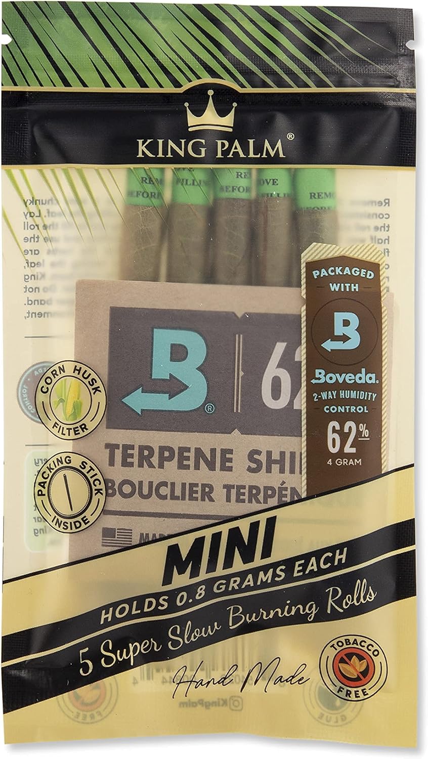 Organic Pre Rolls, Tobacco & Chemical Free, Super Slow Burning, 100% Real Palm Leaf, Just Fill It - Mini Size (4 Pack, 20 Rolls)