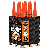 Vista 93 de Xpose Safety Cono de tráfico verde lima de 28 pulgadas, paquete de 4, cono de seguridad de PVC de alta calidad para estacionamiento, precaución