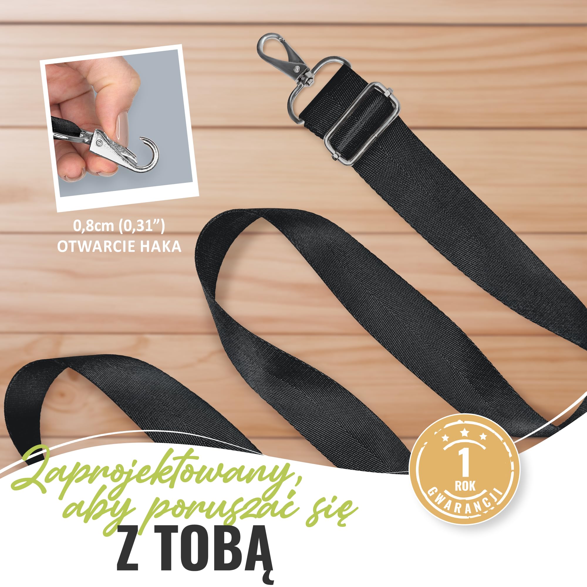 BOACAY Wymiana Szerokiego Paska na Ramię z Klipsami do Torby na Aparat, Torebki, Wymiennego Paska na Ramię, Uniwersalnego i Regulowanego, 80-143cm