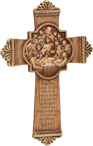 Miniatura 3 de Joseph's Studio by Roman - Cruz de pared de la última cena, aspecto de madera tallada, colección Renacimiento, 10.25 pulgadas de ancho, resina y