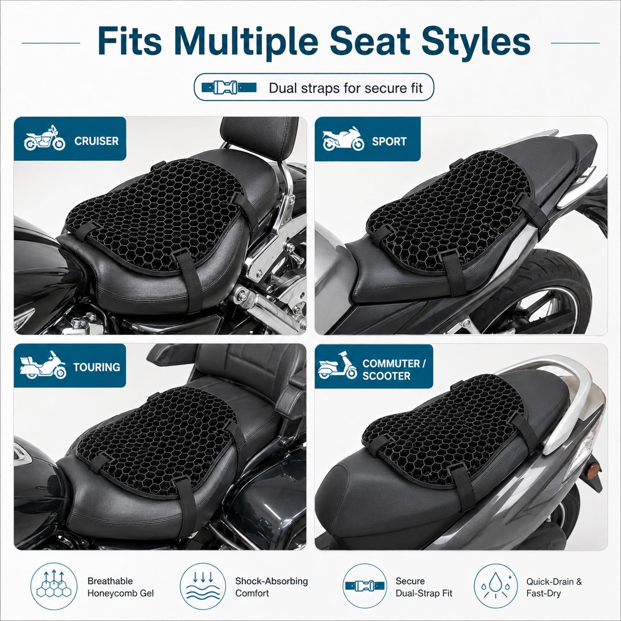 Cuscino Sella Moto per BMW C400GT K51 | Ammortizzante, Traspirante, Antiscivolo, Confortevole Cuscino Sedile Moto per Lunghe Pedalate