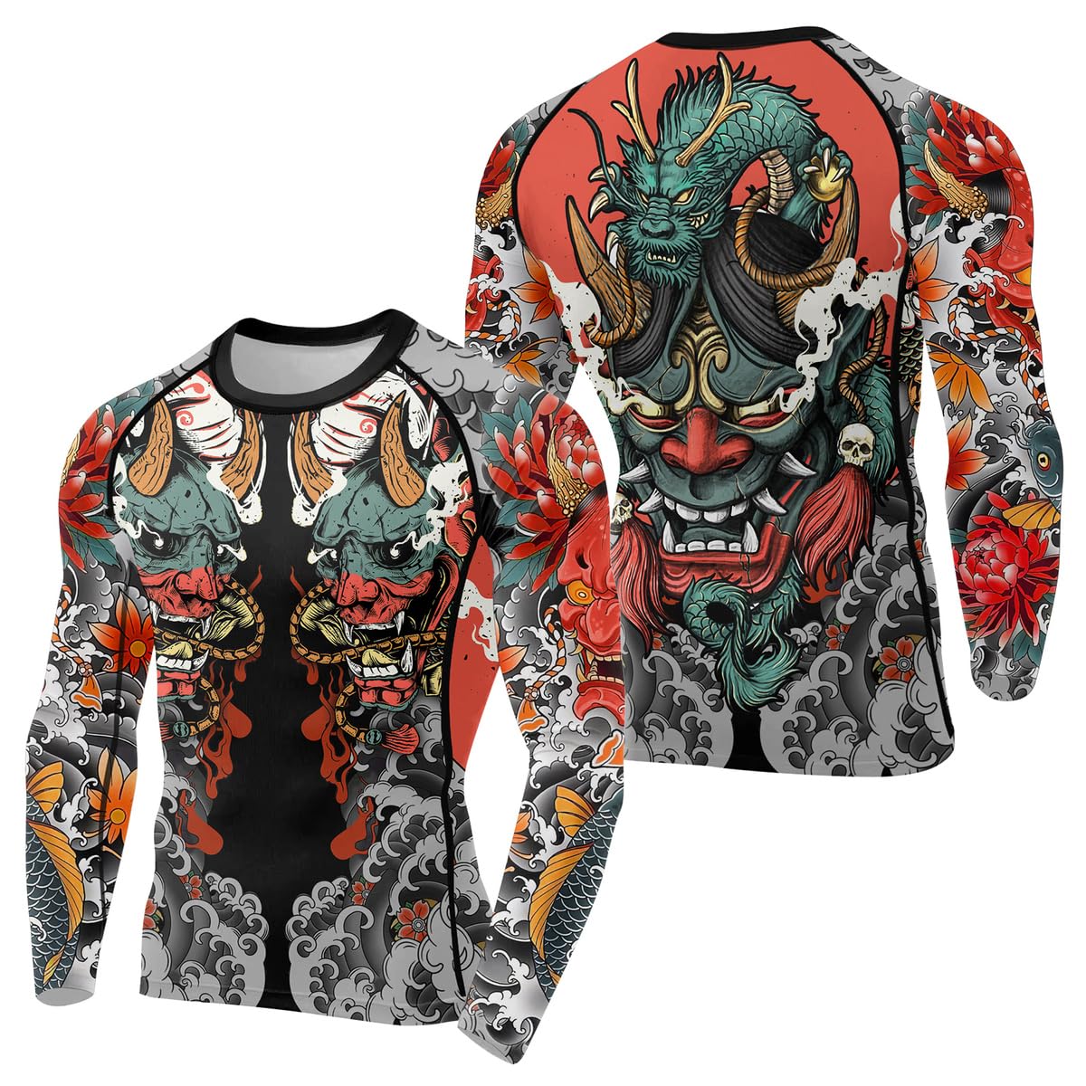 FORMONIES PODSamurai Men's Long Sleeve Baselayer Skins Performance Fit Compression Rash Guard Grappling MMA BJJ Jiu Jitsu