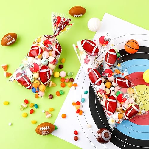 Miniatura 4 de Outus 100 bolsas de golosinas para fiesta de béisbol, bolsas de dulces de béisbol, bolsas de celofán de béisbol, bolsas de golosinas deportivas con