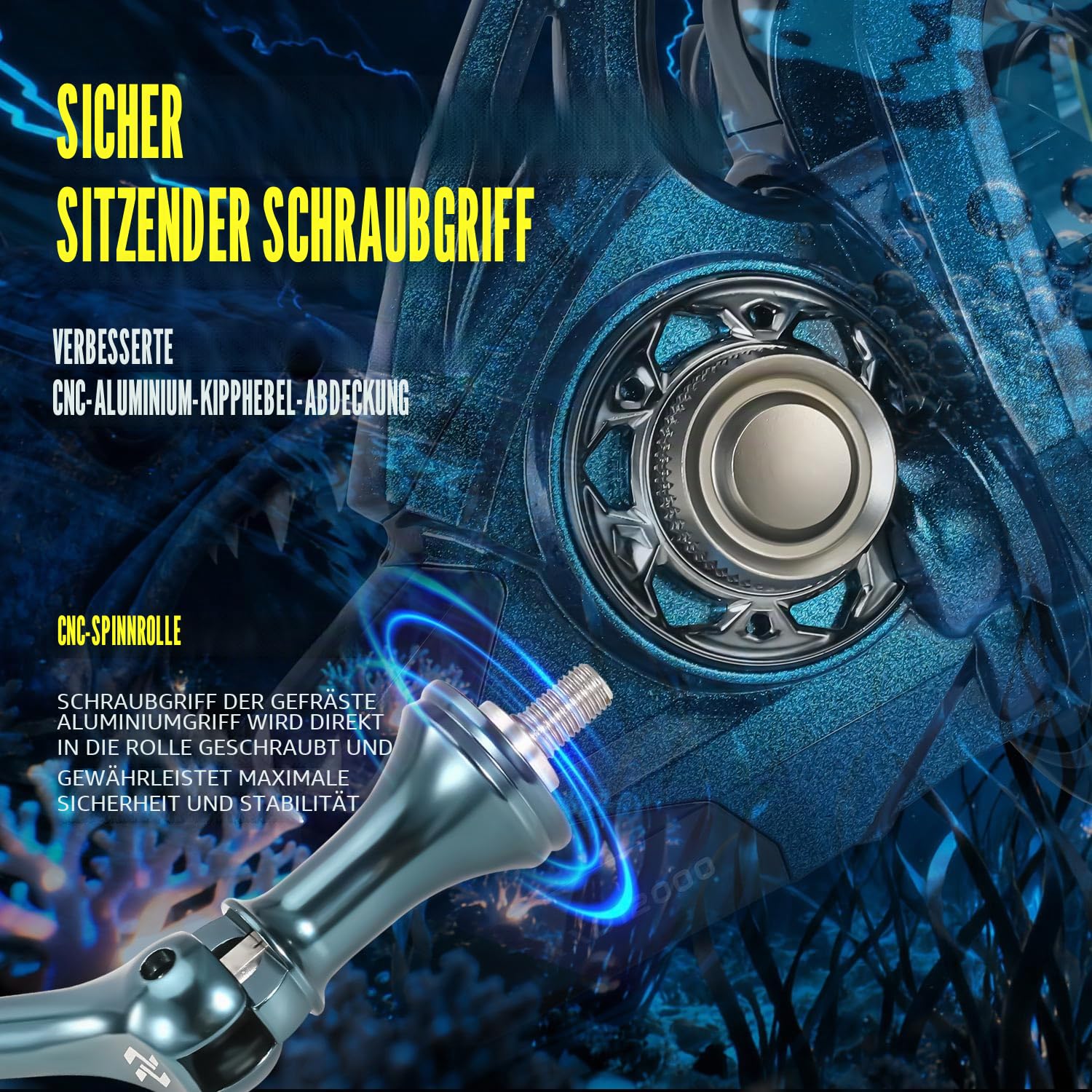 Yun Nong Spinnrollen - 10000/12000/14000 Serie 18+1 Edelstahl-Kugellager 14,5 kg Widerstand 4,8:1 Übersetzung CNC Aluminium Spule Ultra Glatt & Leistungsstark für Salzwasser Süßwasser & Brandung