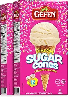 Gefen Sugar Cones (2 Pack = 24 Cones) | Crunchy & Delicious | Sweet Ice Cream Cones | Great for Parties