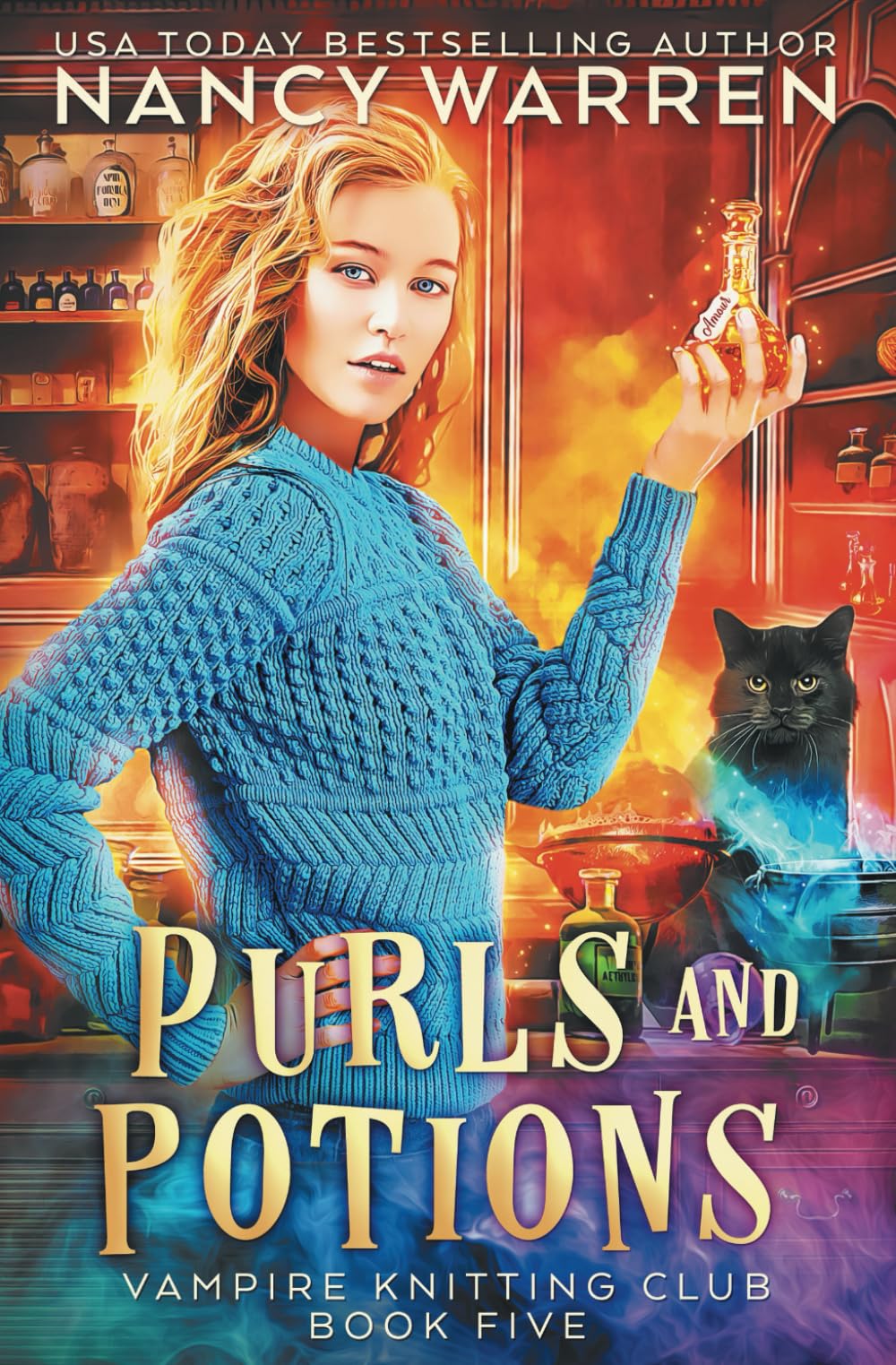 Purls and Potions: A paranormal cozy mystery (Vampire Knitting Club)