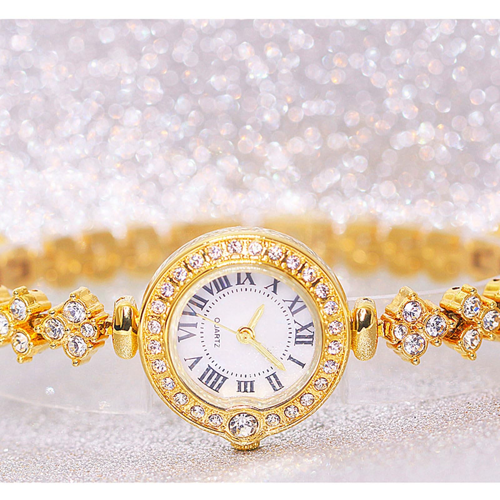 Reloj de Cuarzo Informal con Diamantes incrustados, Resistente al Agua, con Correa de Acero Desmontable, Reloj de Pulsera Redondo, un Gran Regalo for Mujeres. Reloj de Pulsera