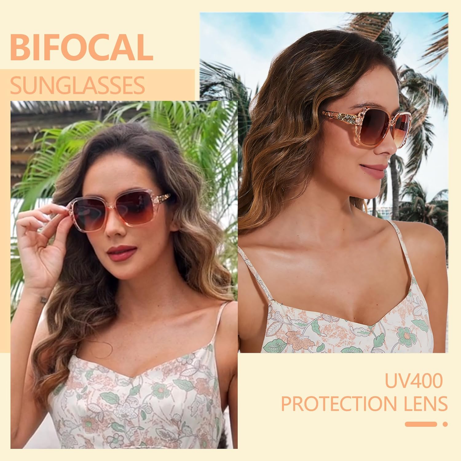 Oversized Bifocal Sunglasses For Women Classic Reading Sunglasses 3 Pack UV400 Sun Readers Glasses Metal Spring - Image 2